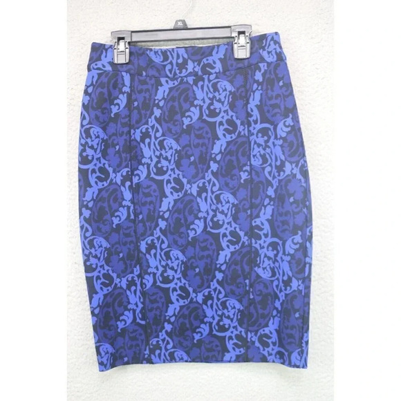 Ann Taylor Royal Blue and Black Pencil Skirt-Size 0-Back Zip - Picture 1 of 8